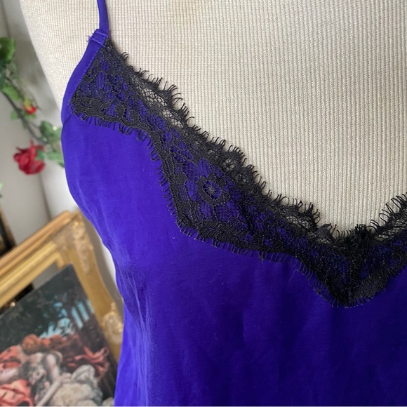 Urban Outfitters Out From Under deep purple / royal blue black lace slip dress - Picture 12 of 14